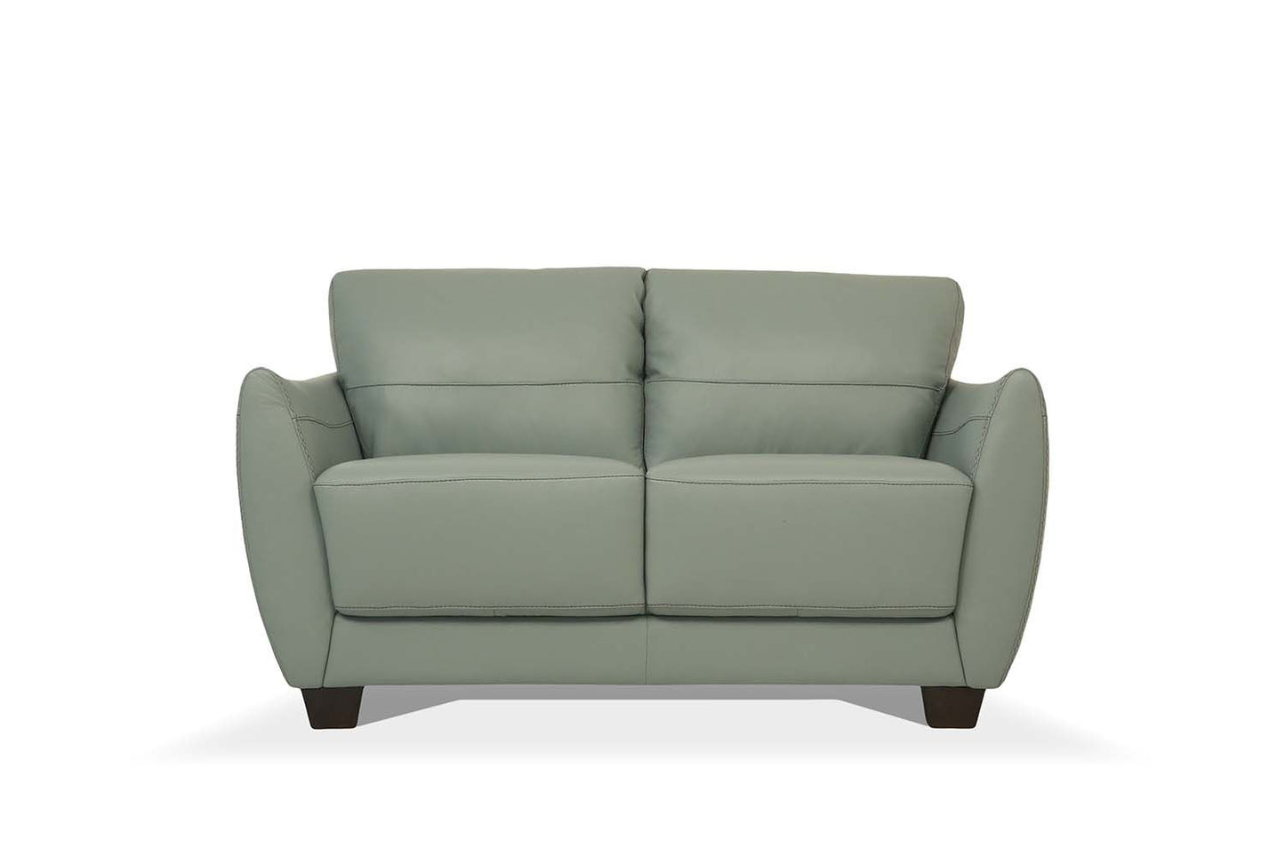 Leather Loveseat - Green Blue / Espresso