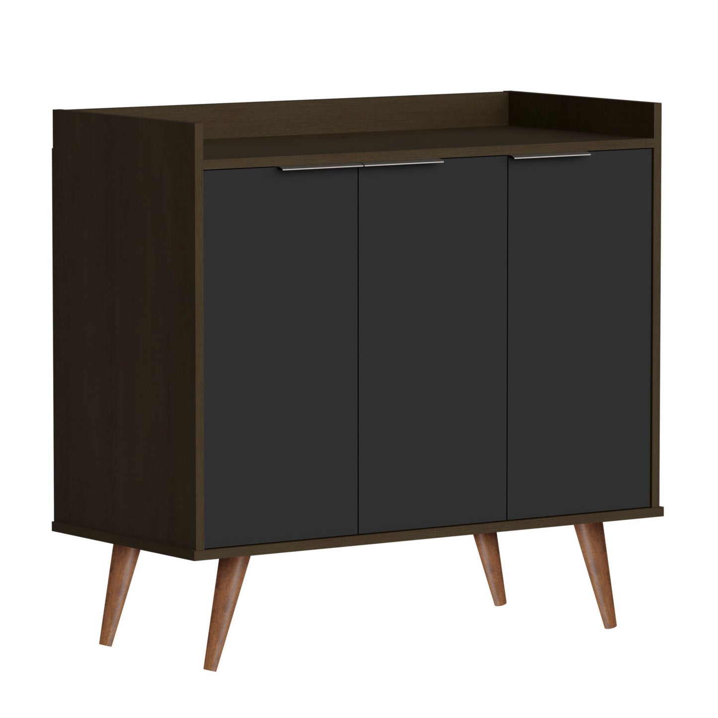 Buffet Accent Chest With Three Shelves - Dark Brown And Black