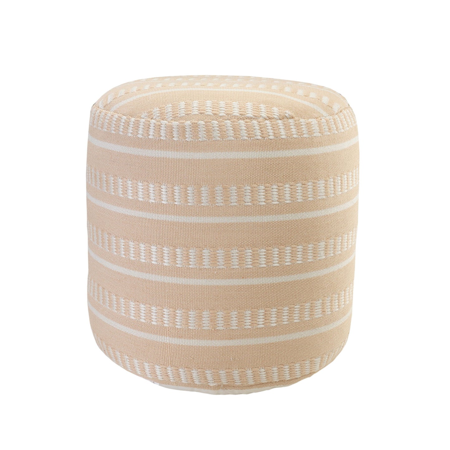 Polyester Round Striped Indoor Outdoor Pouf Ottoman - Orange