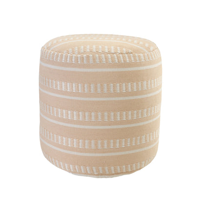 Polyester Round Striped Indoor Outdoor Pouf Ottoman - Orange