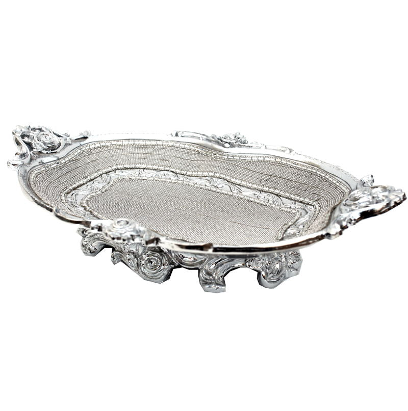 Ambrose Chrome Plated Crystal Embellished Plate - Silver