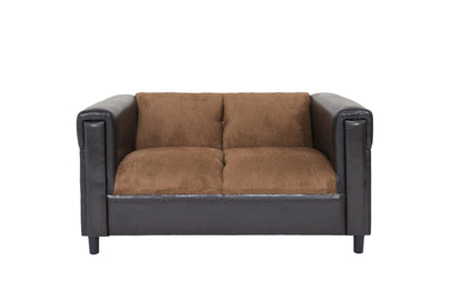 Chenille Loveseat - Brown / Black