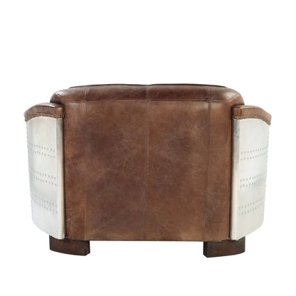 Brancaster - Loveseat - Retro Brown Top Grain Leather & Aluminum