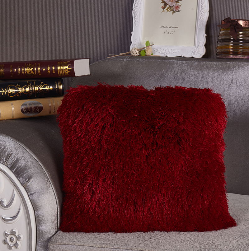 Decorative Shaggy Pillow (18 In X 18 In) - Red