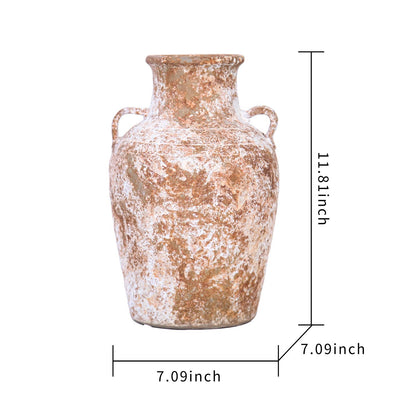 Artisan Ceramic Aged Terracotta Vase - Country Charm For Your Home