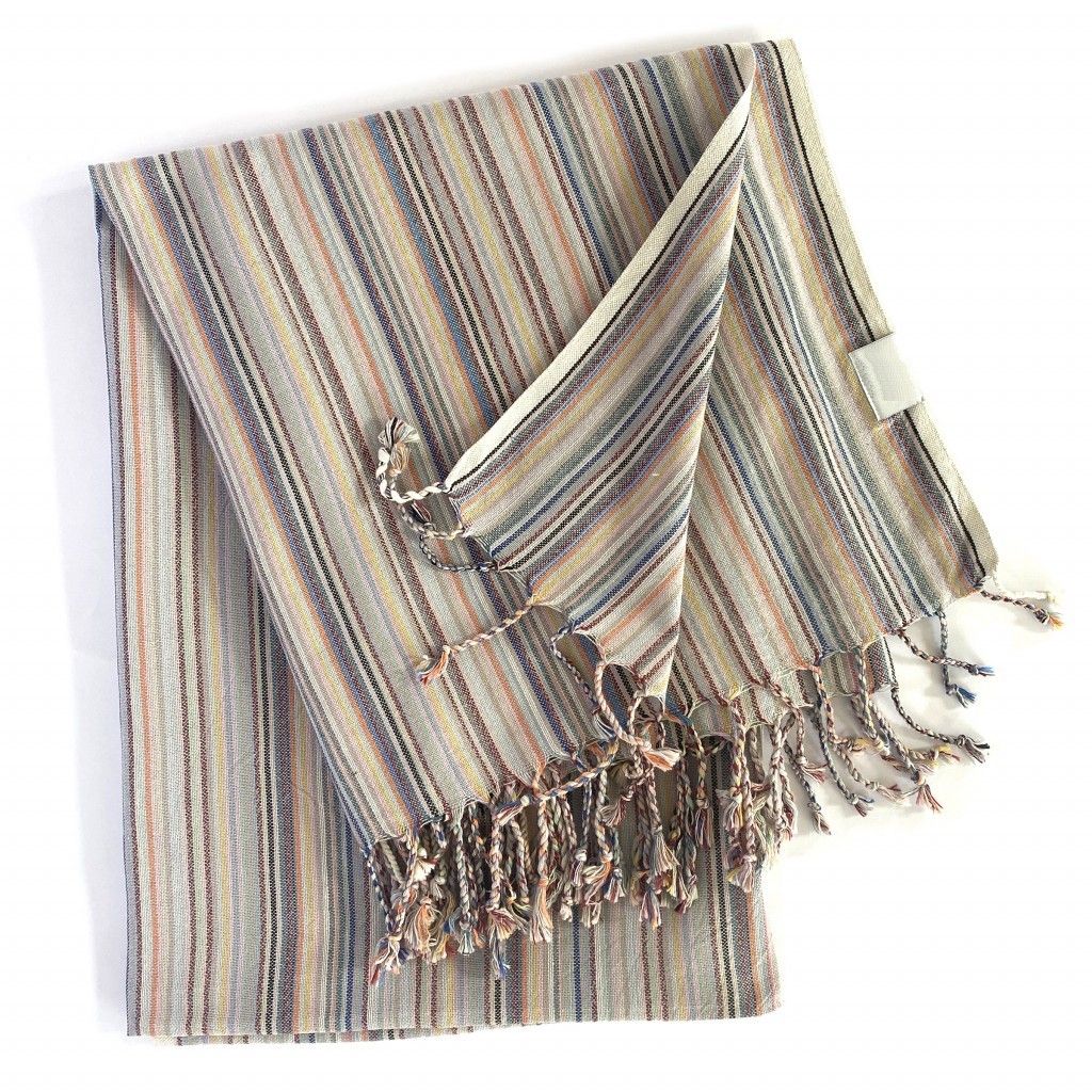 Colored Striped Design Turkish Beach Blanket - Multi