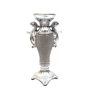 Ambrose Chrome Plated Crystal Embellished Ceramic Candlestick Holder (6 In. X 4 In. X 11. 5 In.)