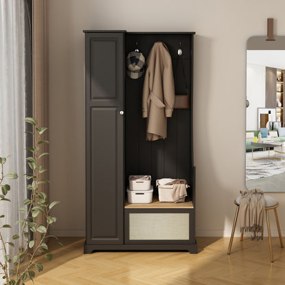 1 Door Closet, Suitable For Living Room, Entryway, Bedroom - Black