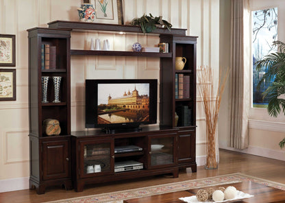 Wood Glass TV Stand TV Stand - Merlot