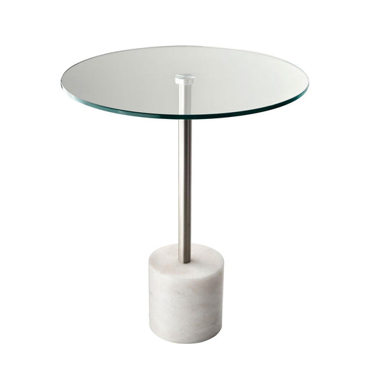 Glass Round End Table - Silver / Clear