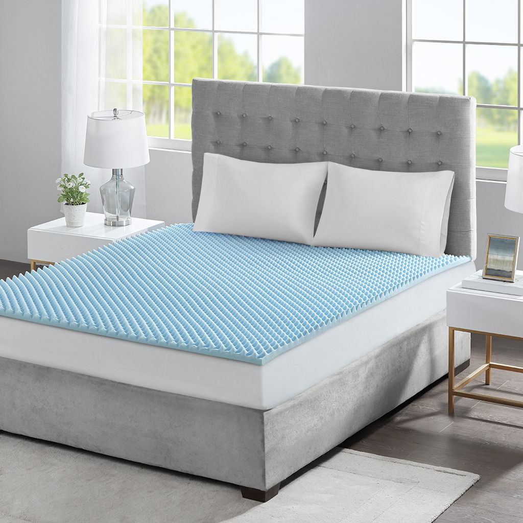 All Season Reversible Hypoallergenic 15" Cooling Mattress Topper - Blue