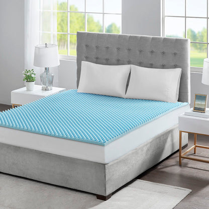 All Season Reversible Hypoallergenic 15" Cooling Mattress Topper - Blue