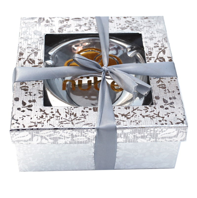 Ambrose - Chrome Plated Crystal Embellished Ceramic Ashtray - Silver