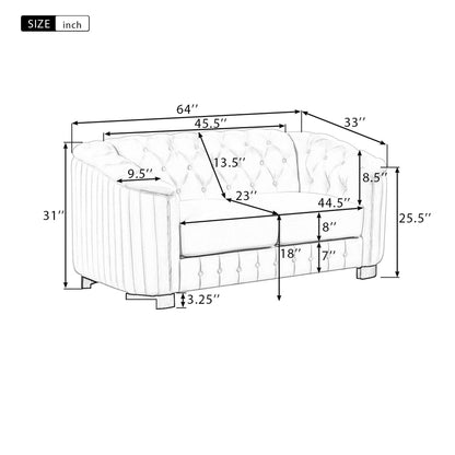 Velvet Upholstered Loveseat Sofa, Modern Loveseat Sofa With Thick Removable Seat Cushion, 2 Person Loveseat Sofa Couch For Living Room, Bedroom, Or Small Space
