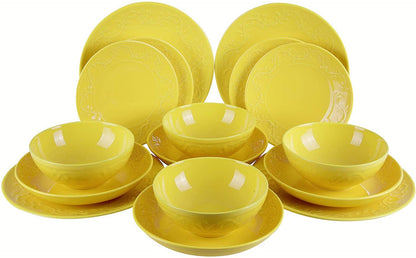 Fulya 16 Pieces Dinnerware Set - Yellow