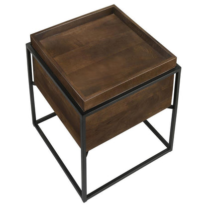 Ondrej - Square Accent Side Table Removable Tray - Dark Brown