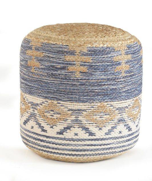 Jute Ottoman - Blue