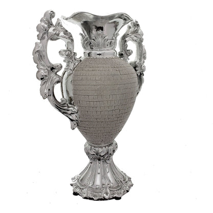 Ambrose - Chrome Plated Crystal Embellished Vase - Silver