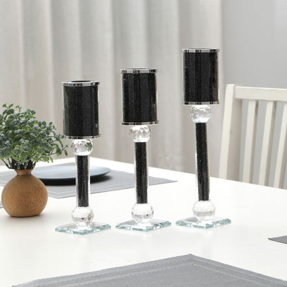 Ambrose Exquisite 3 Piece Candle Holder Set - Black