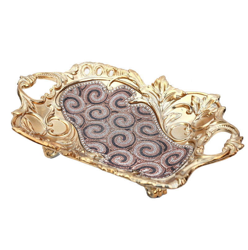 Ambrose Chrome Plated Crystal Embellished Ceramic Plate - Gold