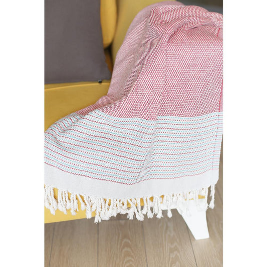 Checked Turkish Towel Or Throw Blanket - Red / White