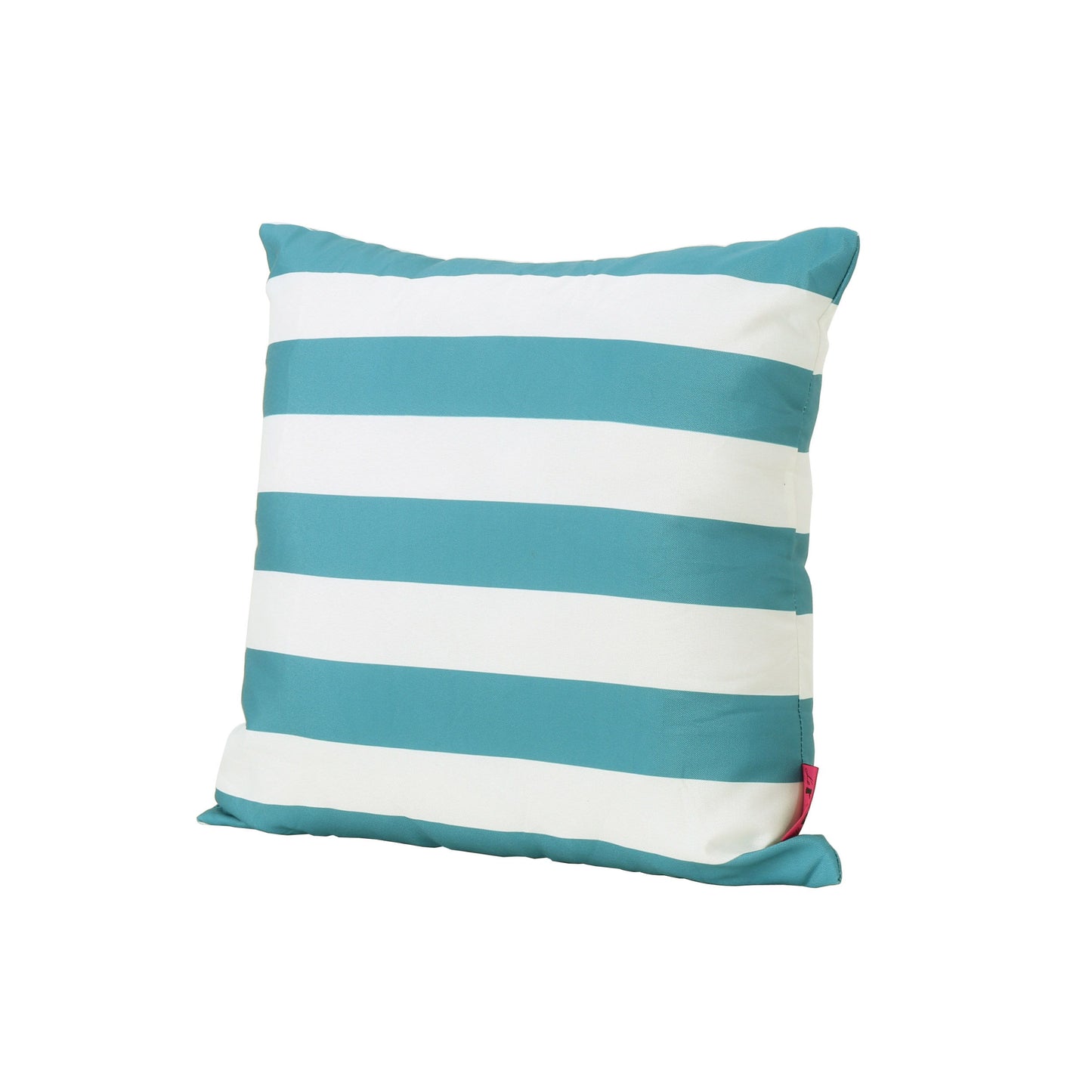 Coronado Stripe Square Pillow - Teal Blue / White - Fabric