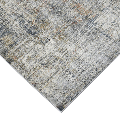 9' x 12' Abstract Power Loom Area Rug - Ivory Gray And Orange