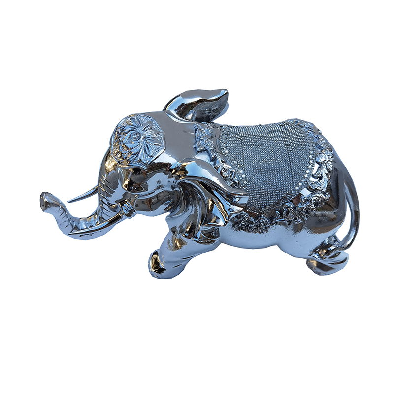 Ambrose Delightfully Extravagant Chrome Plated Elephant With Embedded Stone Saddle (12" X 6"W X 7. 5"H)