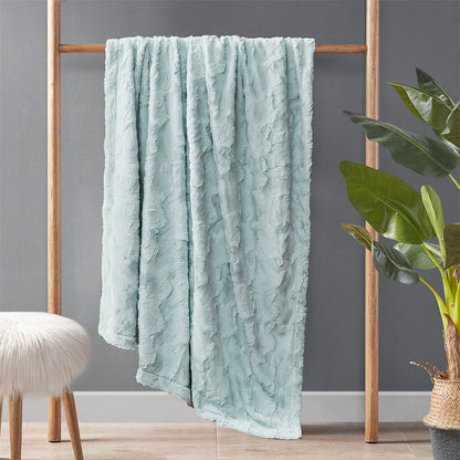 Oversized Faux Fur Throw - Aqua