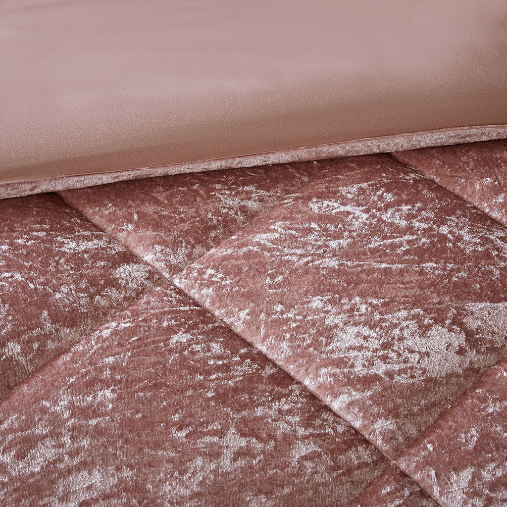 Felicia Queen Velvet Duvet Cover Set - Pink