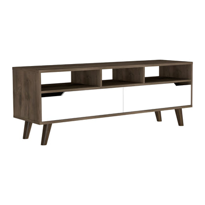 Particle Board Open Shelving TV Stand - Brown / White