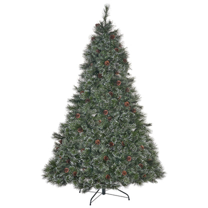 9' Cashmere And Snow Bristle Mixed Tree With 105 Pine Cones And 1200Clear Lights - Ul, 2317Tips, Dia:69