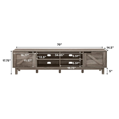 Rustic Barndoor Open-Storage TV Stand For TVs Up To 80"