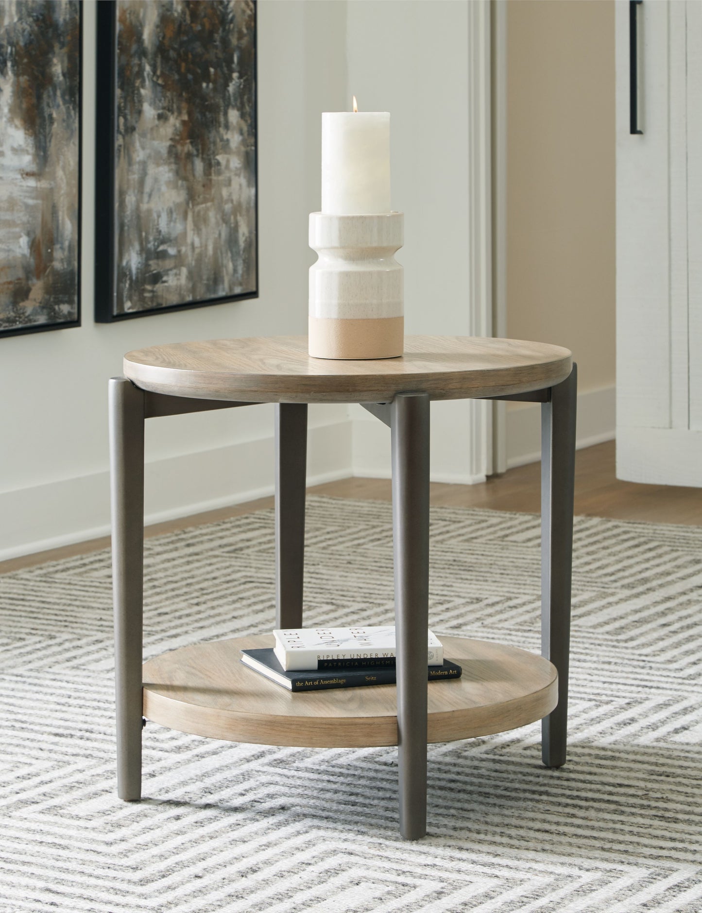 Dyonton - Light Grayish Brown - Round End Table