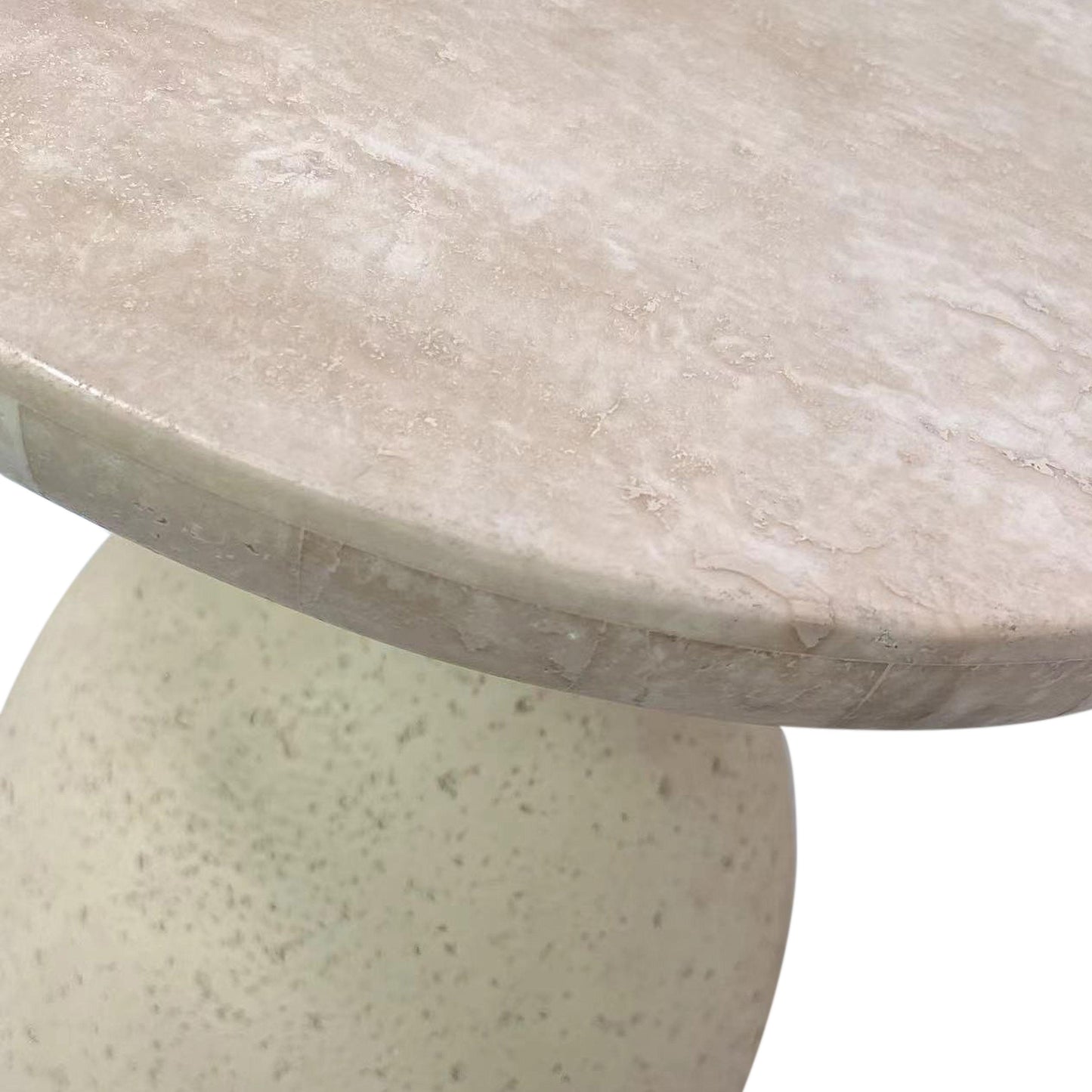 Gina - Travertine Side Table - Cream