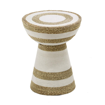 Wren - Striped Side Table - Natural / White