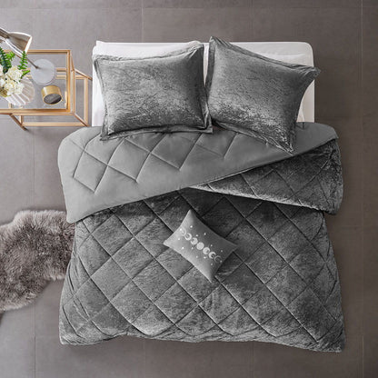 Felicia Velvet Comforter Set - Gray