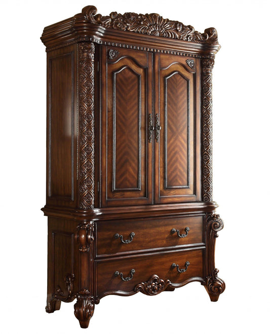 Two Doors Wood TV Armoire - Cherry