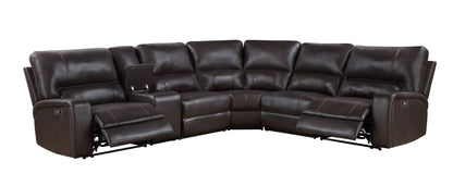 Saul - Power Recliner Sectional Sofa With USB Port Cupholder Console