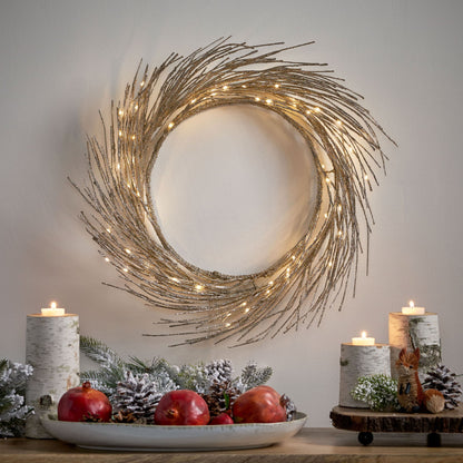 24" Paper Wreath With LED Lights - Champagne