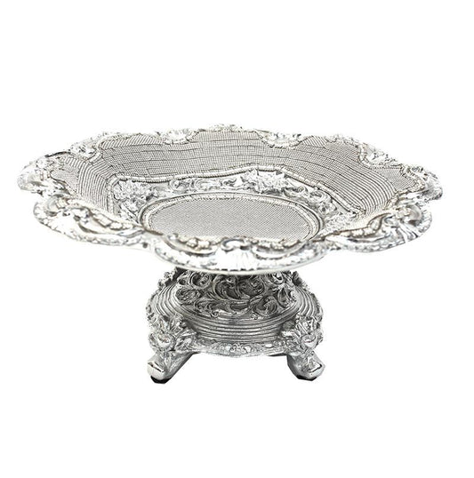 Ambrose Chrome Plated Crystal Embellished Ceramic Fruit Platter - Silver