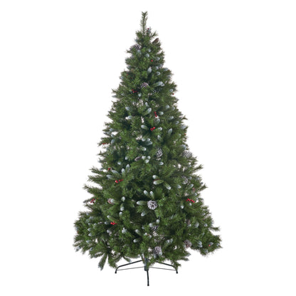 9" Hinged Tree With 74Frosted Pine Cones And 37Red Berry And 850Clear Lights Dia:66