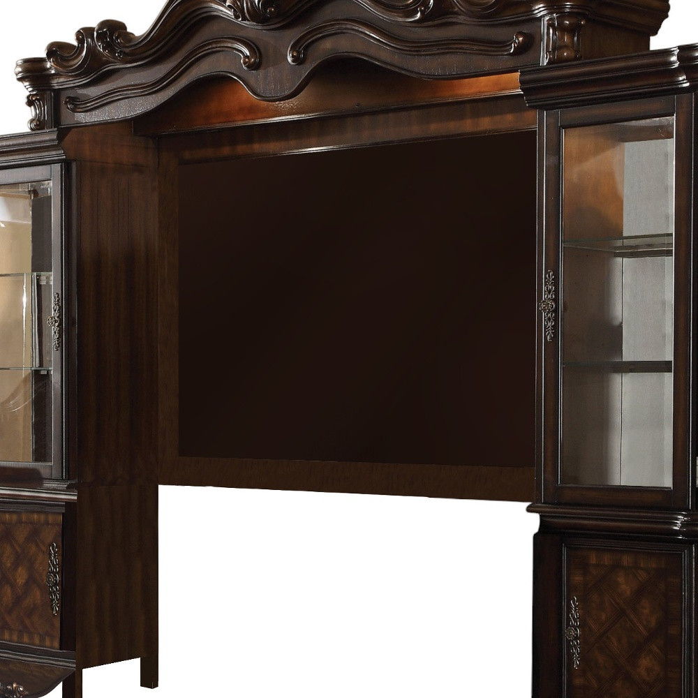 Solid Wood Cabinet Enclosed Storage Entertainment Center - Dark Brown