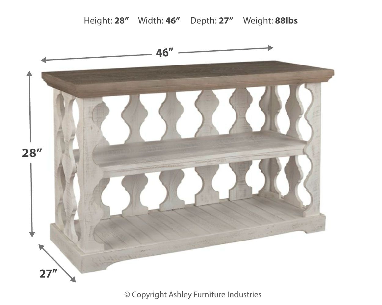 Havalance - Gray / White - Console Sofa Table