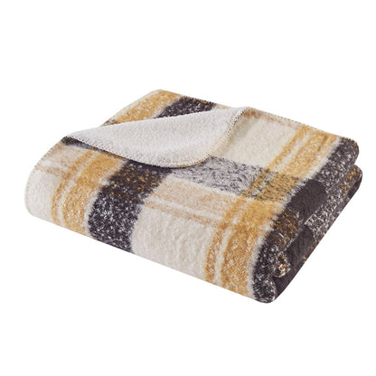 Faux Mohair To Sherpa Throw - Tan