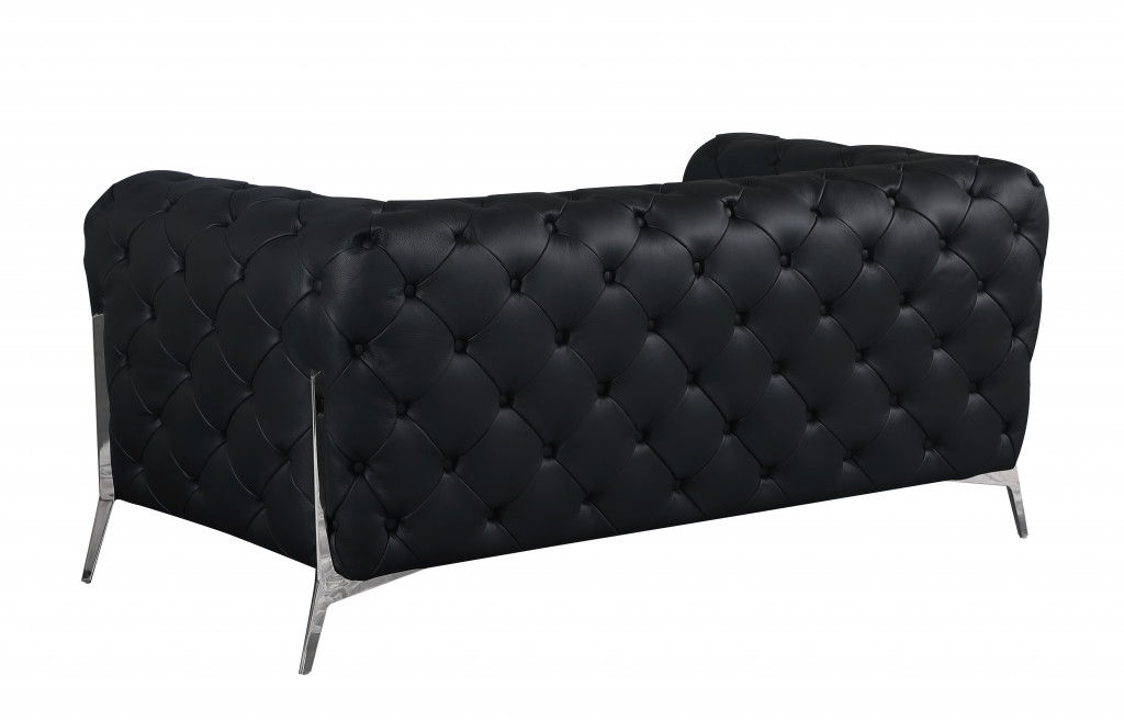 Italian Leather Loveseat - Black