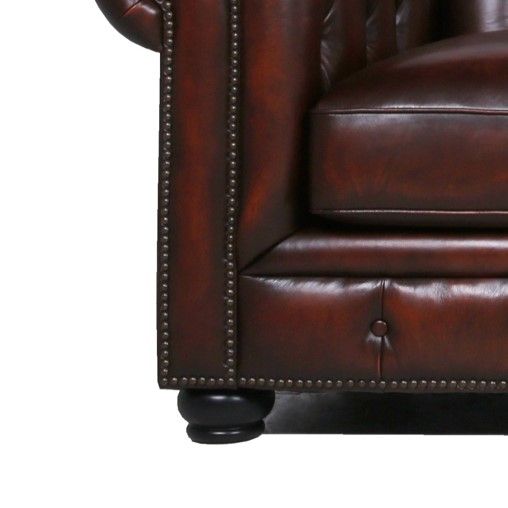 Traditional Tufted Leather Chesterfield Nailhead Chair - Brown