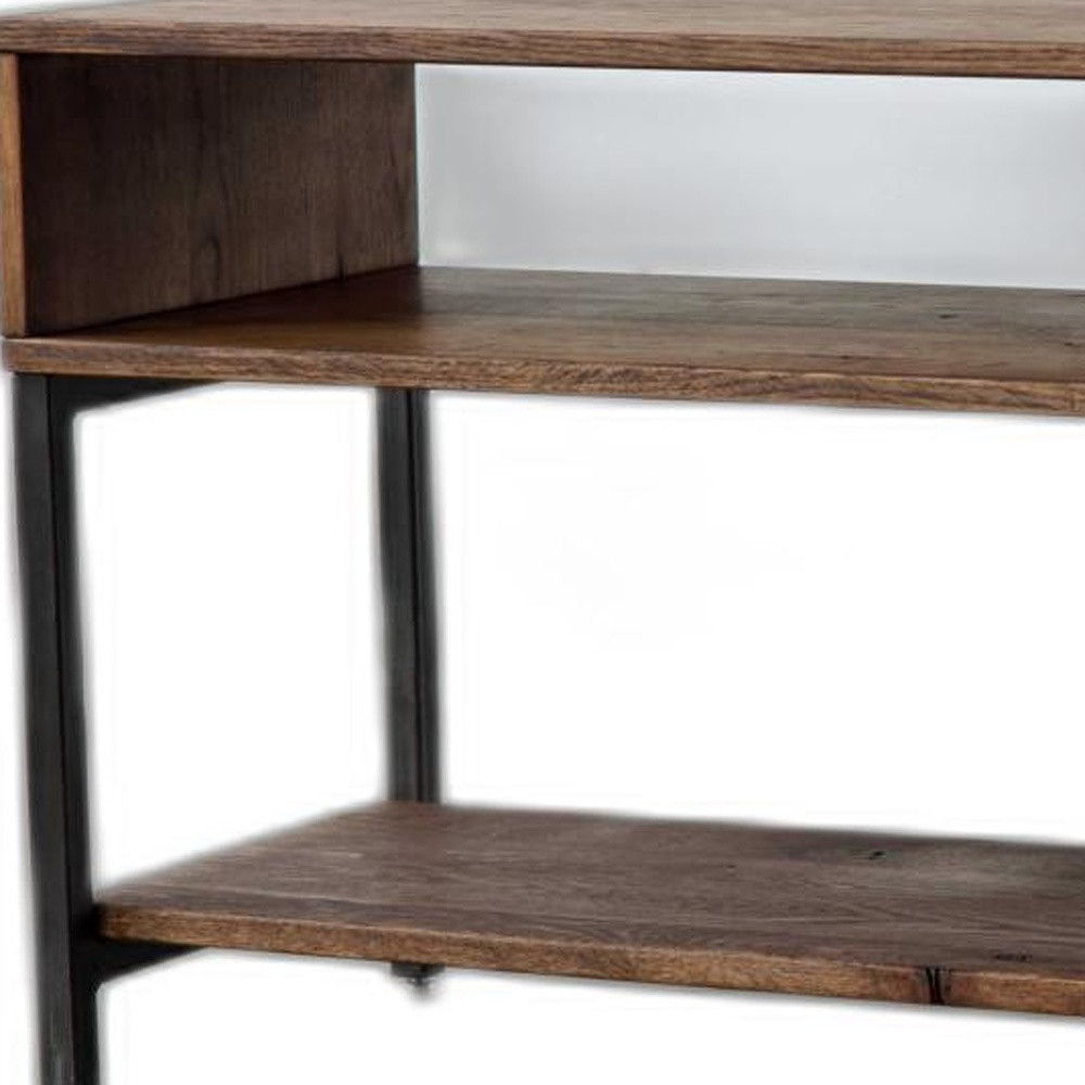 Wood Open Shelving TV Stand - Brown