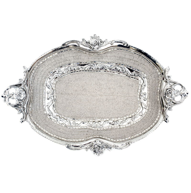 Ambrose Chrome Plated Crystal Embellished Plate - Silver