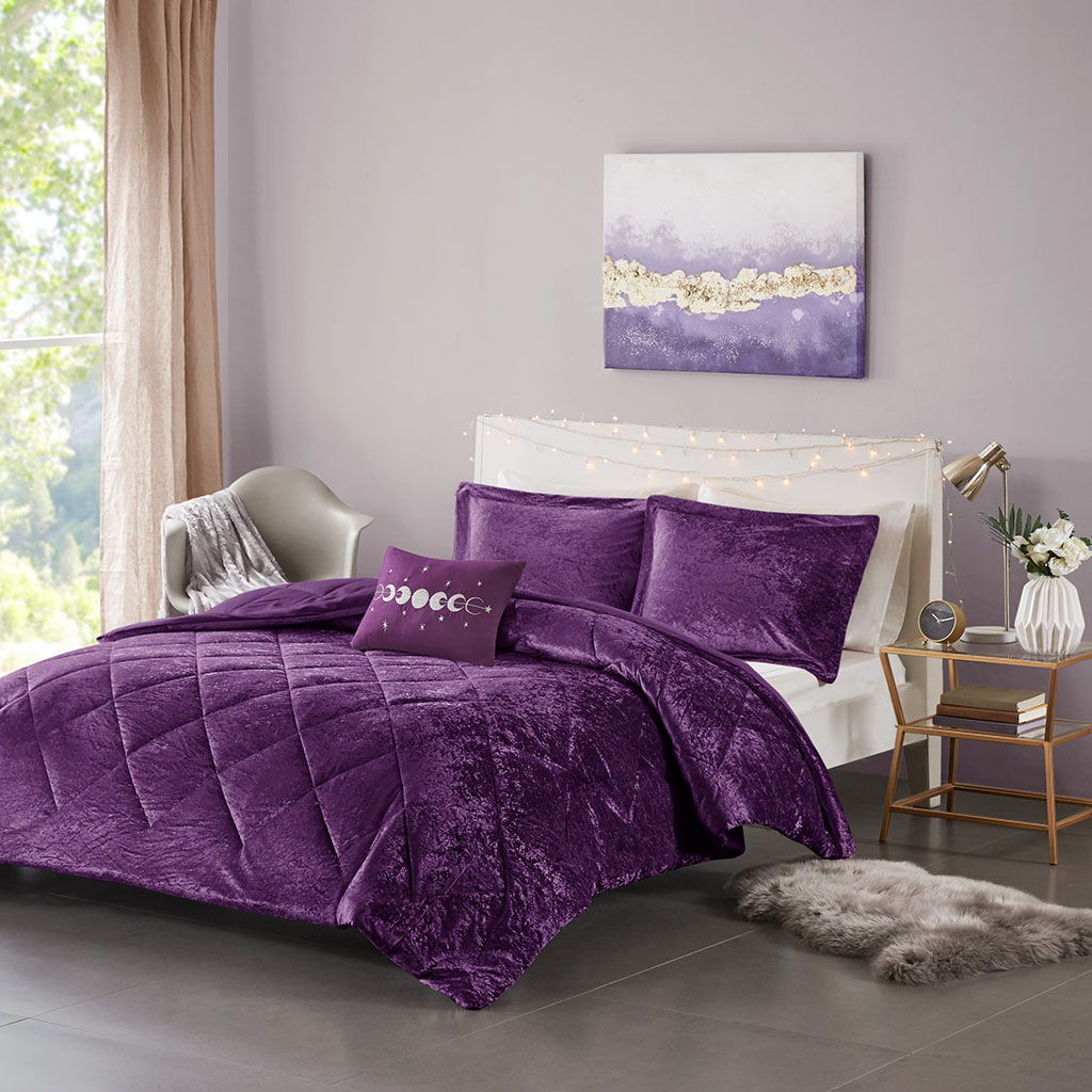 Felicia Velvet Comforter Set - Purple